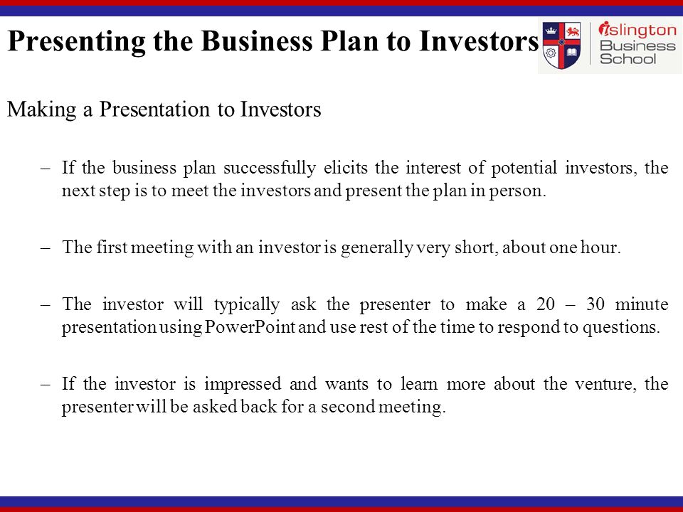 how to make a business plan for investors